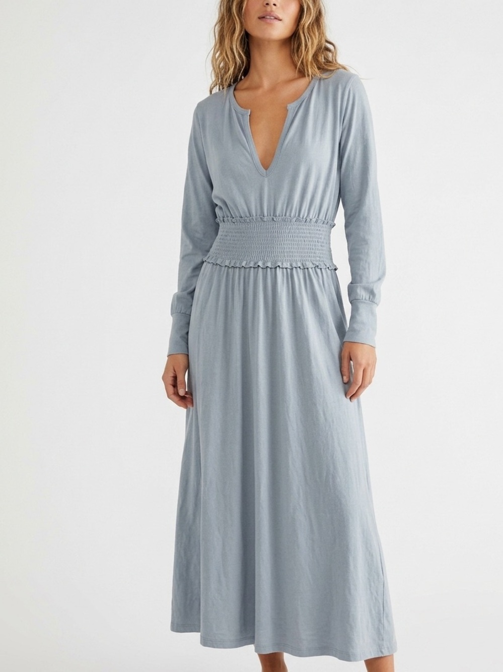 Free People Oasis Midi Dress Autumn Sky Blue S NWT Boho Coastal Chic